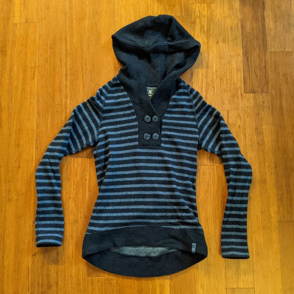 Mountain HardWear Wool Hoodie - Blue Striped Pullover